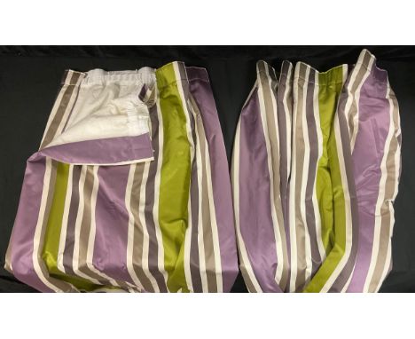Textiles - a large pair of silk interlined curtains, 191cm wide, 212cm long 
