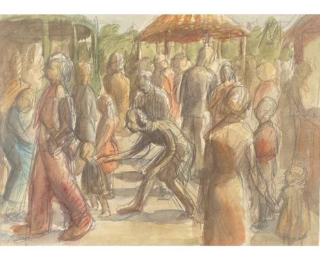 Mary Beresford Williams (1931 2003)The Fairgroundsigned with initials, pencil and watercolour sketch, 27cm x 37cm 