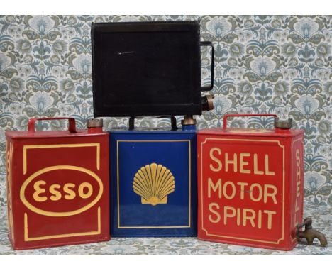 Petroliana &amp; Motoring Interest - a Shell two gallon petrol can, 'SHELL MOTOR SPIRIT', fitted with a brass tap, 34cm high,