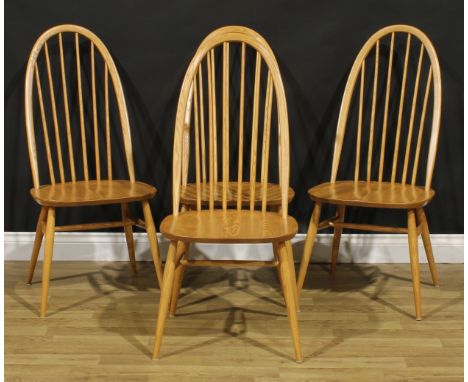 A set of four Ercol Windsor Quaker dining chairs, 99.5cm high, 45cm wide, the seat 37cm deep (4) 