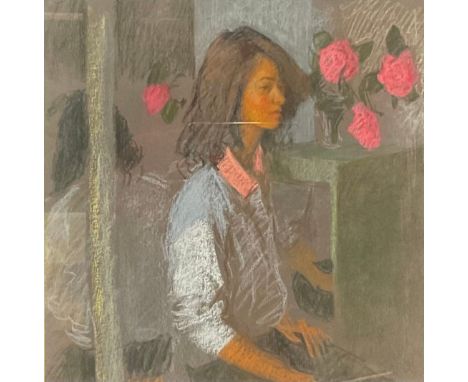 Mary Beresford Williams (1931 - 2003)Portrait of a Young Lady with Rosespastel, 39cm x 39cm 