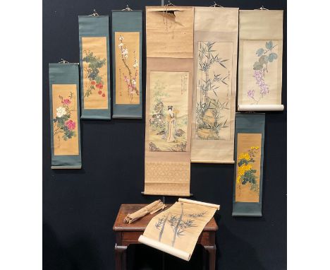 Chinese School (first half 20th century)Blossoming Branchsigned with red seal, watercolour on scroll, 82cm x 30.5cm; another,