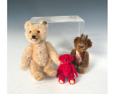 A miniature Steiff bear, early 20th century, in blonde mohair and with swivel head, brown and black glass eyes and articulate