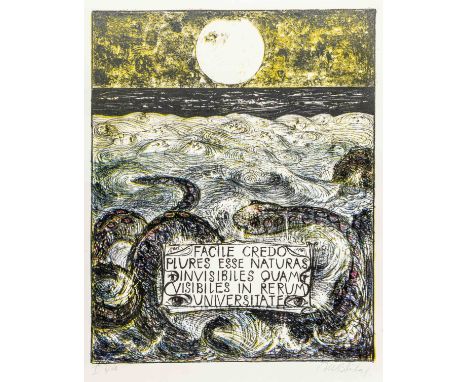 Bluth, Manfred. The ancient Mariner. Mappe mit 8 (davon 1 farbigen) signierten und nummerierten Lithographien von Manfred Blu