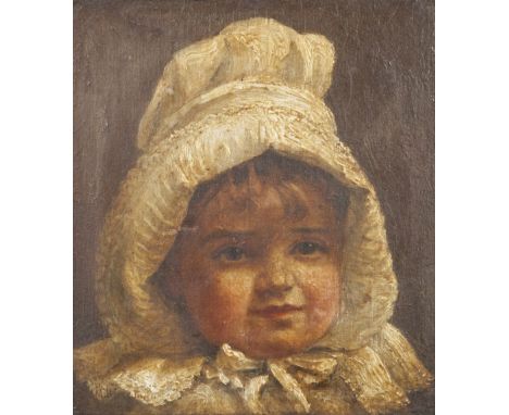 A.MILLINGTON (NINETEENTH CENTURY) OIL PAINTING ON CANVAS Face portrait of young girl wearing a bonnet,  Faintly signed 7" x 6