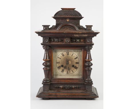 LATE 19th CENTURY GERMAN WALNUT CASED MANTEL CLOCK with Jungmans movement striking on a coiled gong