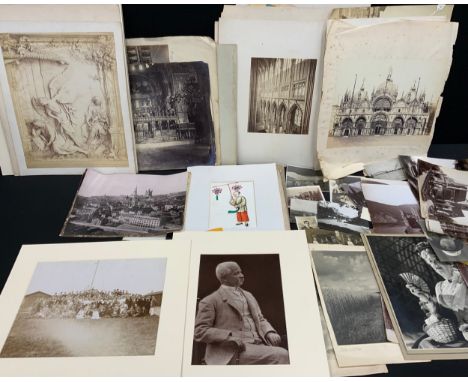 Photographs &amp; Ephemera - pictures and prints, including Niagra Falls, Fossils, Nudes, landscapes, fashion sketches, topog