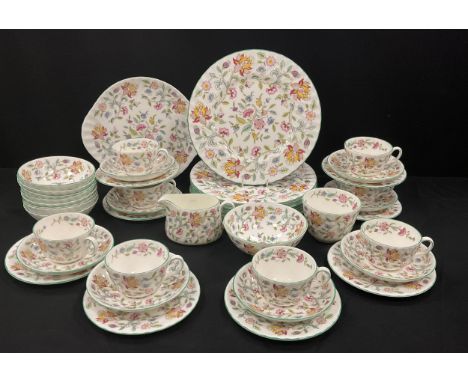Minton Haddon Hall table service for eight comprised of; eight dinner plates, eight tea cups and saucers, side plates, eight 