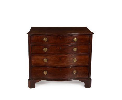 A George III mahogany serpentine chest of drawers, circa 1780, in the manner of Ince & Mayhew, the shaped top with moulded ed