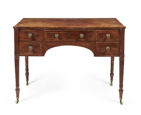 Y A Regency mahogany and kingwood crossbanded dressing table, circa 1815, in the manner of Gillows, the rectangular top with 