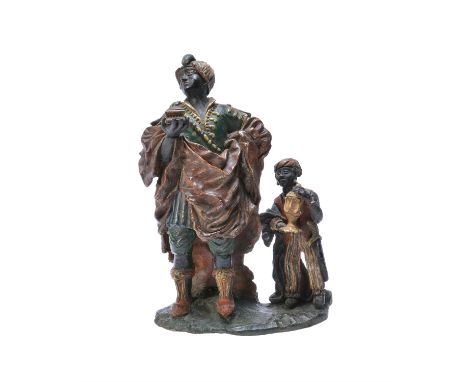 A North Italian, probably Venetian, polychrome painted terracotta model of Balthazar, 18th century, the turbaned King portray