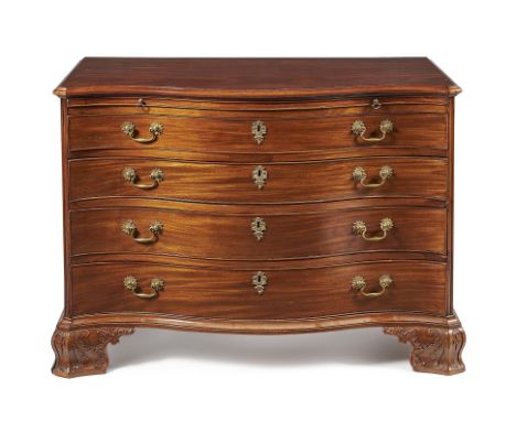 A George III mahogany serpentine fronted chest of drawers, circa 1770, manner of Thomas Chippendale, the shaped top with moul