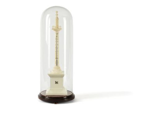 Y A Victorian ornamental table thermometer modelled as the Monument to The Great Fire of London, George Staight, London, circ