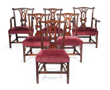 A set of eight mahogany dining chairs, in George III style, late 19th/early 20th century, in the manner of Thomas Chippendale