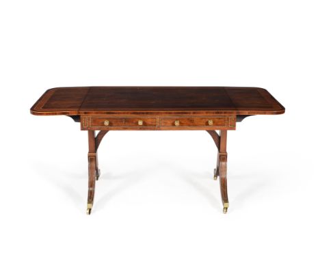 Y A Regency rosewood and partridgewood crossbanded sofa table, circa 1815, in manner John Mclean, attributed to Gillows, with