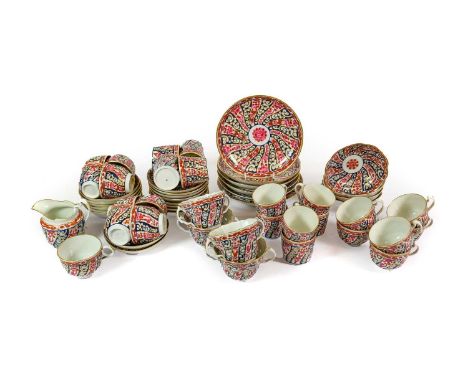 A Composite Worcester Porcelain Tea and Coffee Service, circa 1770-1813, painted and gilt with the Queen Charlotte pattern, v