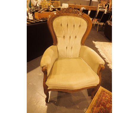 Mahogany framed armchair with button back 