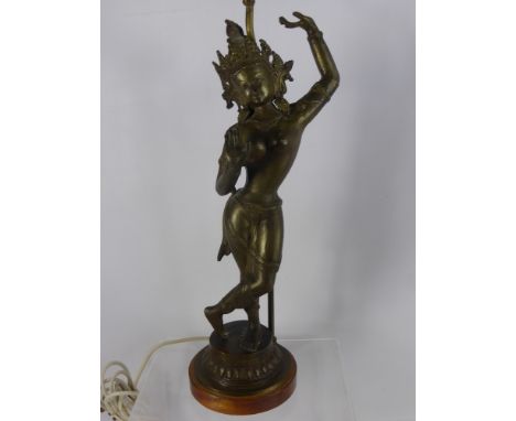 An Antique Indian Figure of a Dancer, converted to a lamp, approx 50 cms