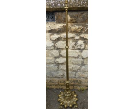 A Victorian Heavy Ornate Telescopic Brass Lamp Base, with ribbed column.