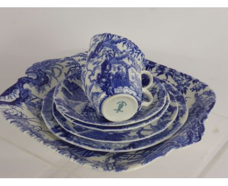 A Miscellaneous Quantity of Porcelain, including Royal Crown Derby blue and white cake plate, sandwich plate, nine side plate