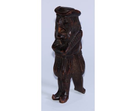 Nutcrackers - a French novelty lever-action nut cracker, carved as a bearded gentleman in 16th century dress, 17.5cm long, si