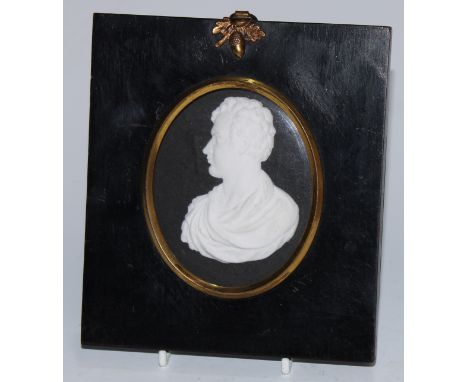 Lord Byron Mania - a 19th century composition portrait plaque, of George Gordon Byron, 6th Baron Byron (1788 - 1824), bust le