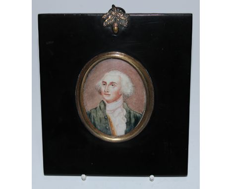 English/American School (19th century), a portrait miniature, of a Gentleman, inscribed to verso George Washington, oval, wat