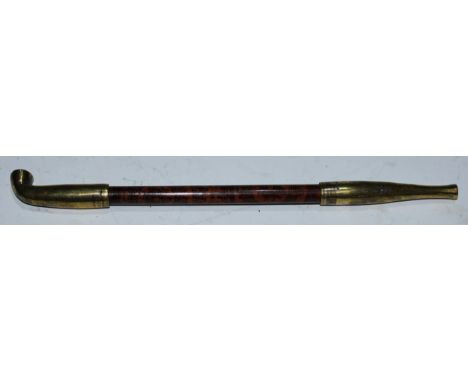 A Japanese opium pipe, penwork stem, 20cm long 