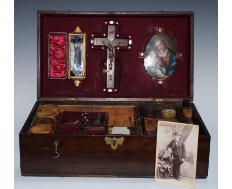 The Occult and the Gothic Macabre - an apocryphal vampire slaying kit, the 19th century mahogany box enclosing corpus Christi