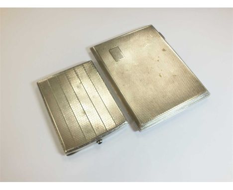 A silver engine turned cigarette case, London Chain Bag Co, import mark for London 1926, togeter with a further engine turned