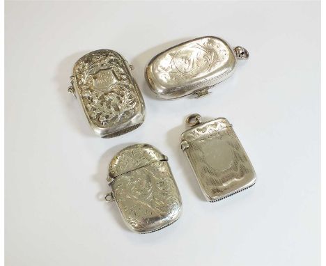 A silver vesta case, William Oliver, Birmingham 1897, together with a further silver vesta case, John Milward Banks, Chester 