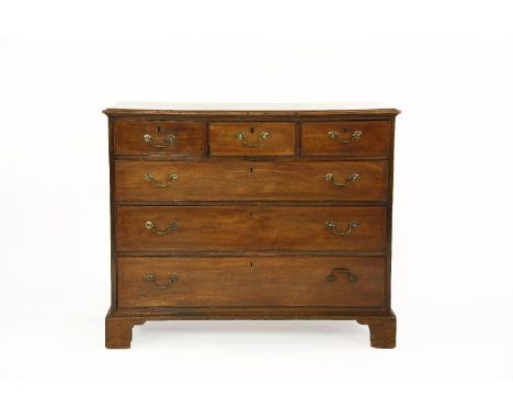 A George III mahogany chest, of three short over three long drawers, on bracket feet, 112 x 55 x 93cm
