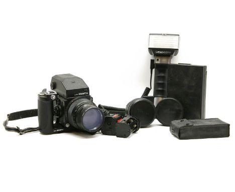 A Zenza Bronica camera and accessories