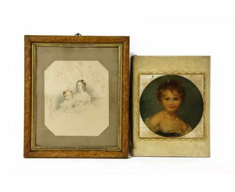 Noel Carter (probably)Two sisters on a chaise longueSigned and dated 1843 in pencil l.l. pencil and watercolour22.5 x 19cm (f