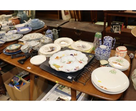 A large quantity of sundry china to include a Royal Worcester hors d'oeuvres dish, Christmas collector's plates; Burleighley 