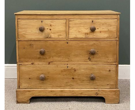 ANTIQUE PINE CHEST OF DRAWERS, turned knobs, on bracket feet, 82 (h) x 92 (w) x 45cms (d)Provenance: deceased estate Conwy