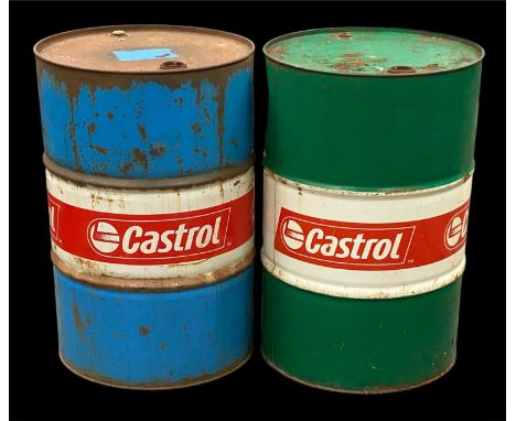 VINTAGE INDUSTRIAL CASTROL DRUMS, 44 gallon, 88 (h) x 58cms (diam.) (2)Provenance: deceased estate Conwy