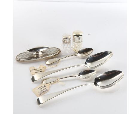 Various silver, including George III tablespoons, teaspoons etc, 4.4oz weighableLot sold as seen unless specific item(s) requ