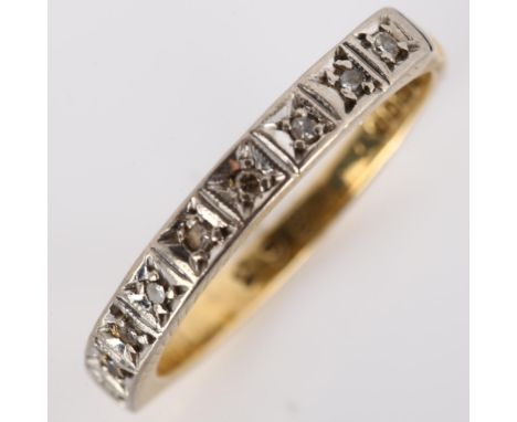 A mid-20th century 18ct gold diamond half eternity ring, set with single-cut diamonds, maker's marks AC Co, hallmarks Birming