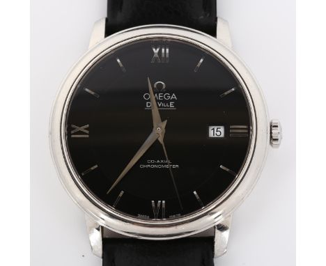 OMEGA - a stainless steel De Ville Co-Axial chronometer automatic wristwatch, ref. 168.2082, circa 2008, black dial with stee