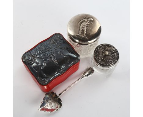 Various silver, including Art Nouveau style jewel box, dressing table toilet jar etcLot sold as seen unless specific item(s) 