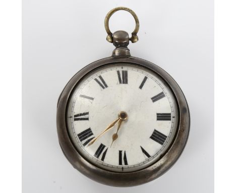 A mid-19th century silver pair-cased open-face key-wind verge pocket watch, by F & W Ballard of Cranbrook, white enamel dial 