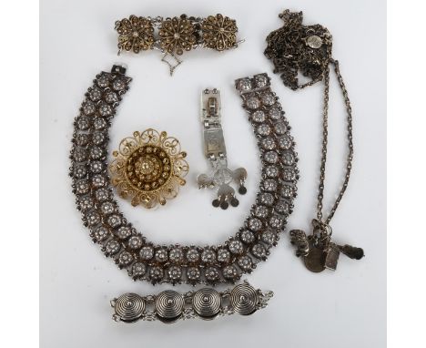 Various Norwegian silver Folk Art jewellery, including necklaces, bracelets etc, 159.5g total (6)Lot sold as seen unless spec