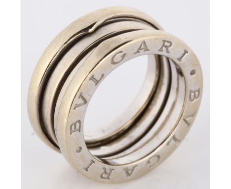 BULGARI - an 18ct white gold B.zero1 band ring, band width 9.2mm, size J/50, 11.7gNo damage or repairs, only light surface we