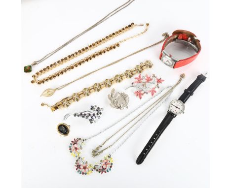 Various costume jewellery, including 2 Mondaine wristwatchesLot sold as seen unless specific item(s) requested 