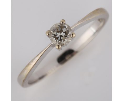 An 18ct gold 0.25ct solitaire diamond ring, prong-set with modern round brilliant-cut diamond, size N, 1.8gNo damage or repai