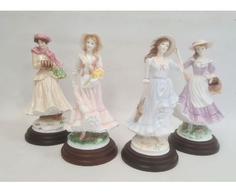 Royal Worcester 'The Four Seasons' figurines to include 'Winter', 'Spring', 'Summer' and 'Autumn' (with boxes and certificate