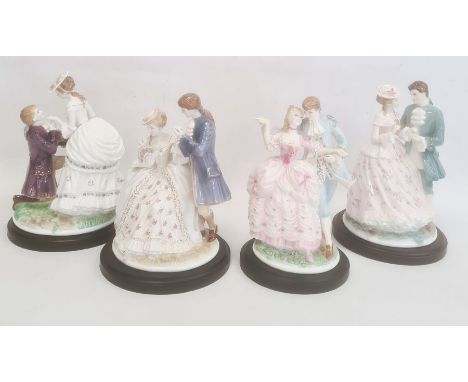 Collection of four Royal Worcester figurines&nbsp;to include 'Flirtation', 'The Tryst', 'The Proposal' and 'The Betrothal' (w