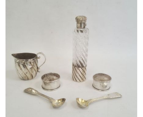 Victorian silver mounted glass scent bottle by Sampson Mordan & Co, London 1891, the fluted cylindrical glass body with silve