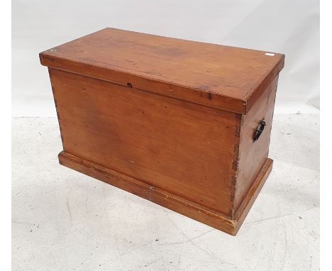 Vintage pine trunk on plinth base, 94cm x 60cm